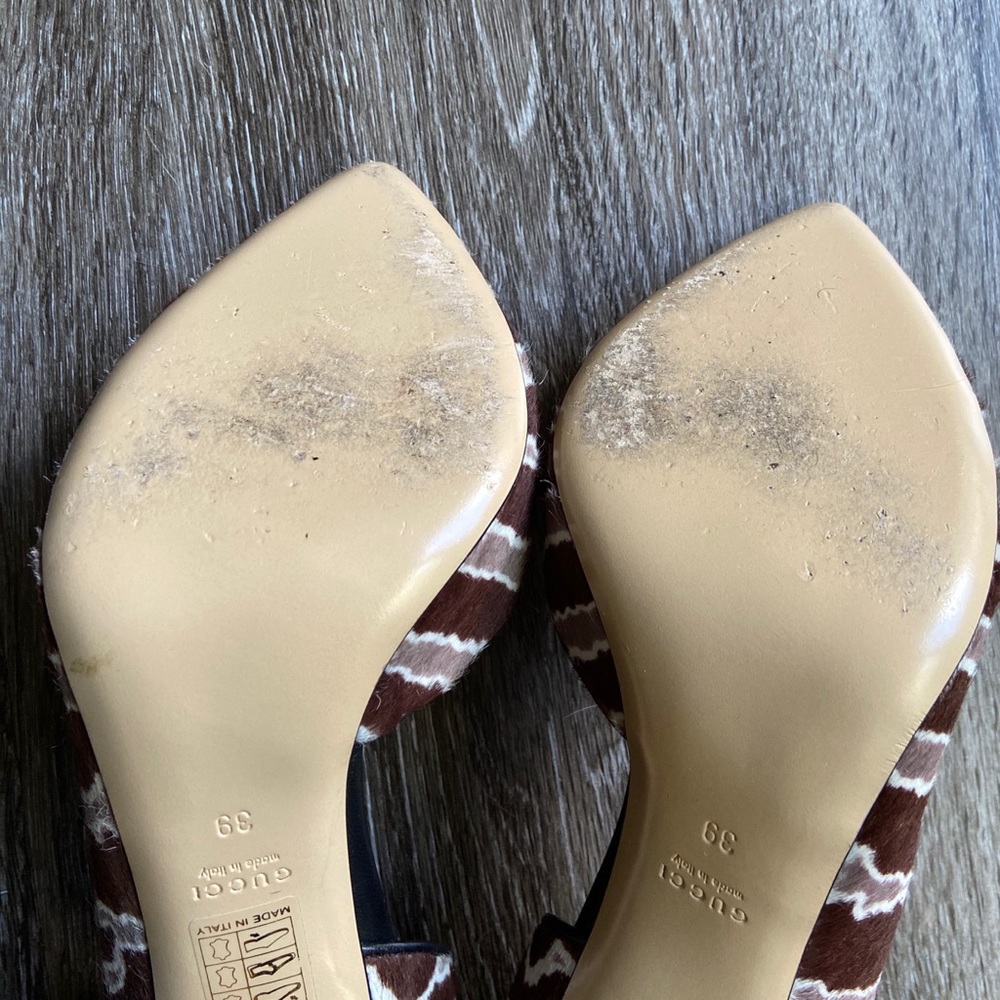 Gucci Brown and Cream Zebra-Print Pointed-Toe Stilettos - Picture 15 of 16